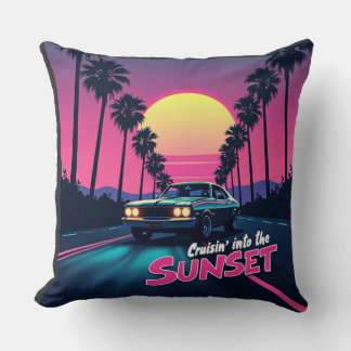 Coussin Croisière dans le coucher du soleil - 80s Retro Dr