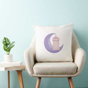 Coussin Croissant de Lune et Lanterne Violet