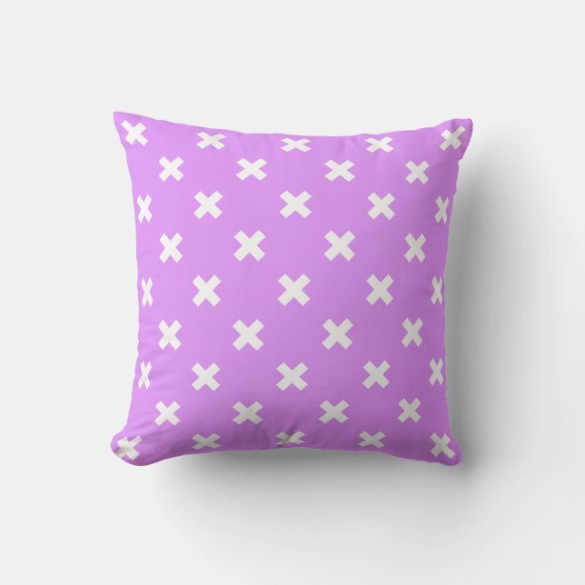 Coussin Croix blanches sur lilas (Recto)