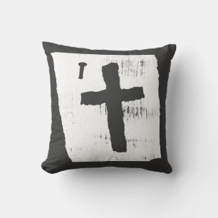 Coussin Croix chrétienne Grungy