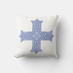 Coussin Croix copte d'art en Lapis Bleu Premium