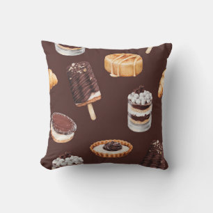 Coussin croquis culinaire délicieux et beaux desserts et p