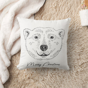Coussin Croquis d'art à ligne minimale avec texte