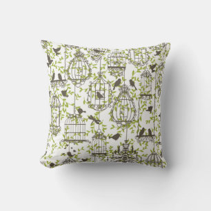 Coussin Croquis de cages et d'oiseaux mignons