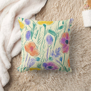Coussin Croquis de Fleur Sauvage Vintage (6)