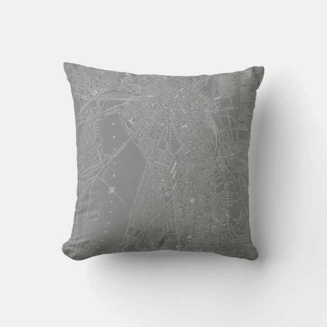 Coussin Croquis de la carte de Boston City (Recto)