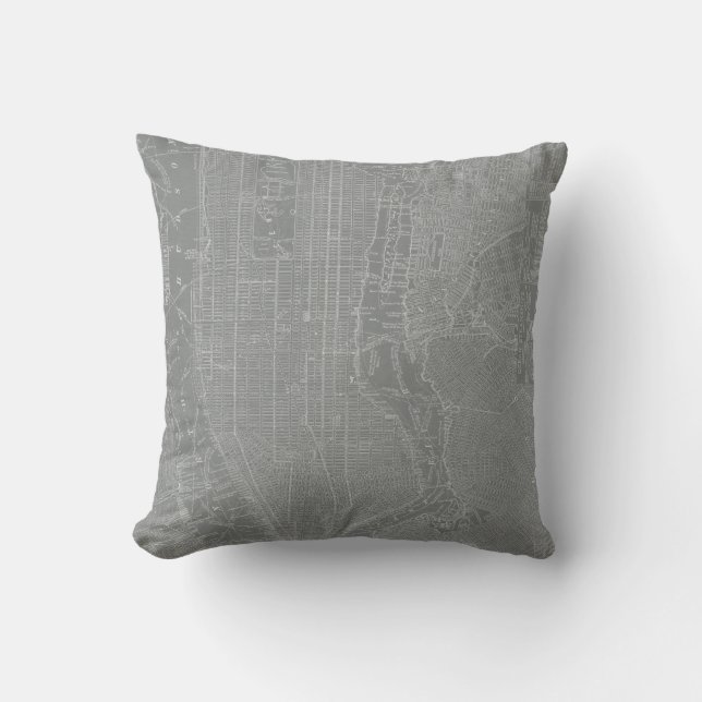 Coussin Croquis de la carte de New York (Recto)