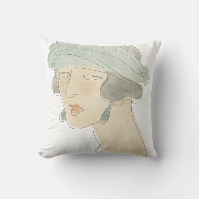 Coussin Croquis de mode Flapper - Portrait (Recto)