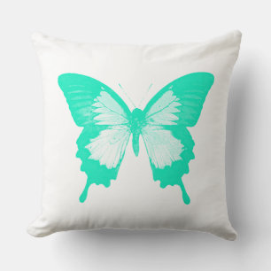 Coussin Croquis de papillon, aquamarine