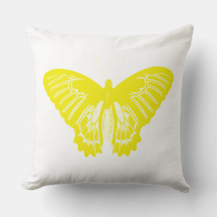 Coussin Croquis de papillon, jaune chrome
