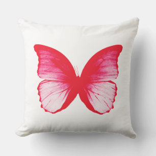 Coussin Croquis de papillon, rouge de rose
