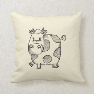 Coussin Croquis drôle de vache