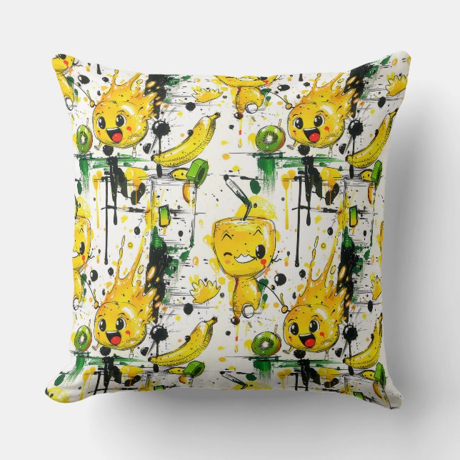 Coussin Croquis marques de dessin dessin caricature citron (Recto)