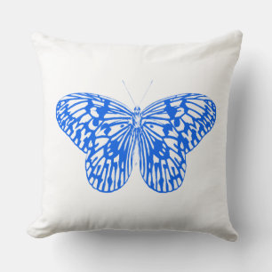 Coussin Croquis papillon, bleu cobalt
