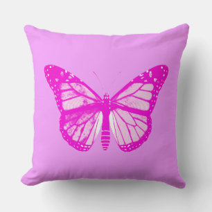 Coussin Croquis papillon, rose orchidée