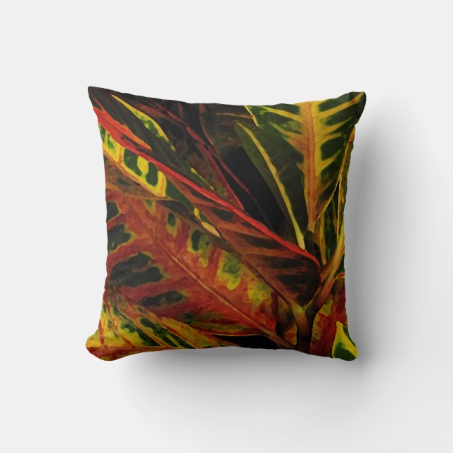 Coussin Croton Feuilles Abstraits (Recto)