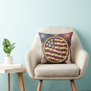 Coussin Croûte de drapeau américain sur une tarte aux ceri