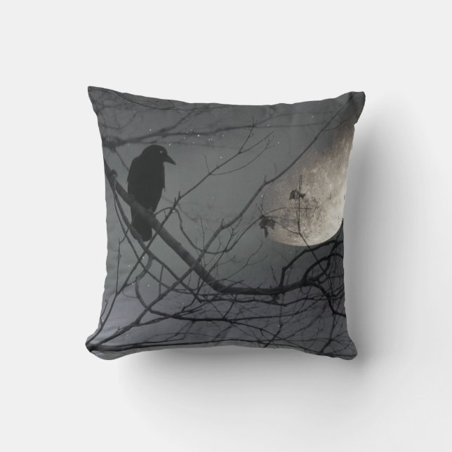 Coussin Crow Et L'Ancienne Lune Moody (Recto)