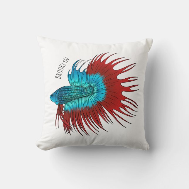Coussin Crowntail betta fish dessin animé (Recto)