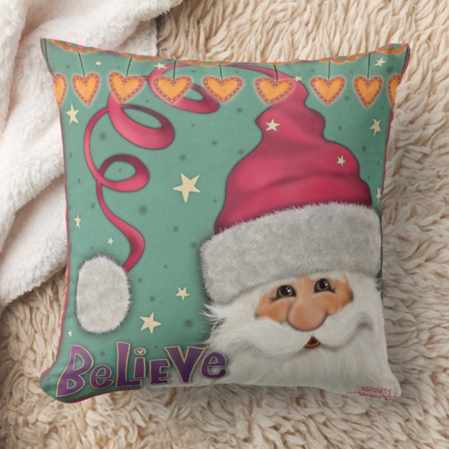 Coussin Croyez-Vous Que Père Noël Pink Inspirivity Lance O (Créateur téléchargé)