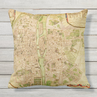 Coussin Cru 1676 antique de la Seine de carte de Paris