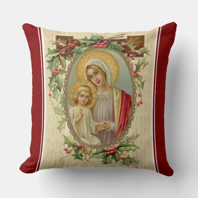 Coussin Cru béni de Noël de Vierge Marie Jésus (Recto)