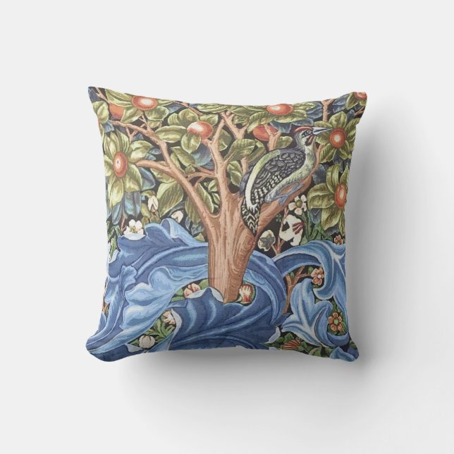 Coussin Cru floral de tapisserie de pivert de William (Recto)