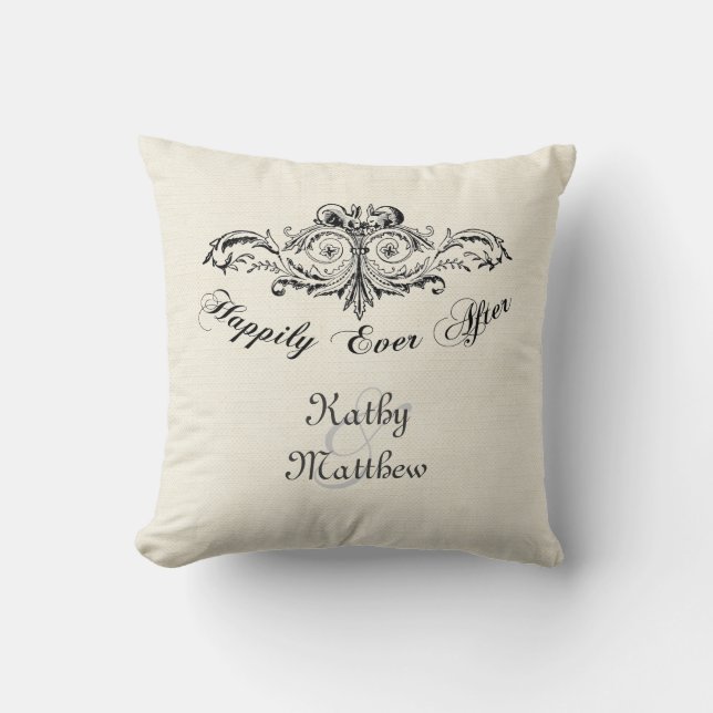 Coussin Cru heureusement pour toujours personnalisé (Recto)