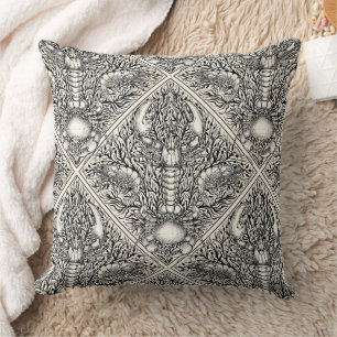 Coussin Crustacéen en noir et blanc naturel