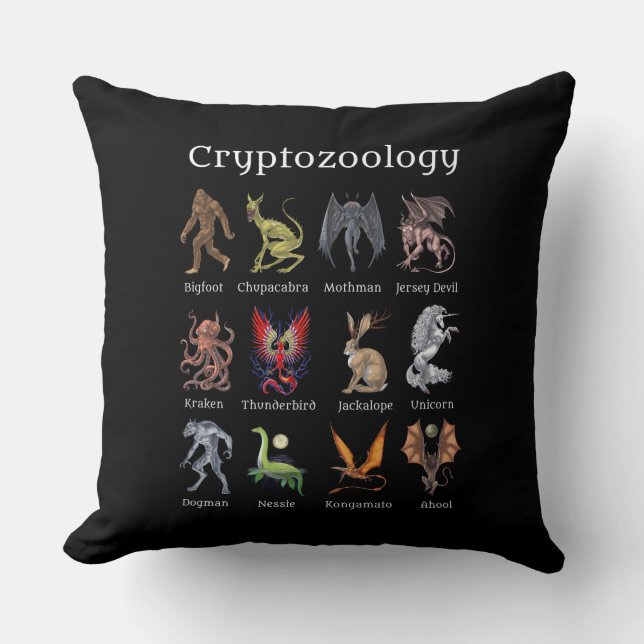 Coussin Cryptozoologie Cryptid Créatures (Recto)