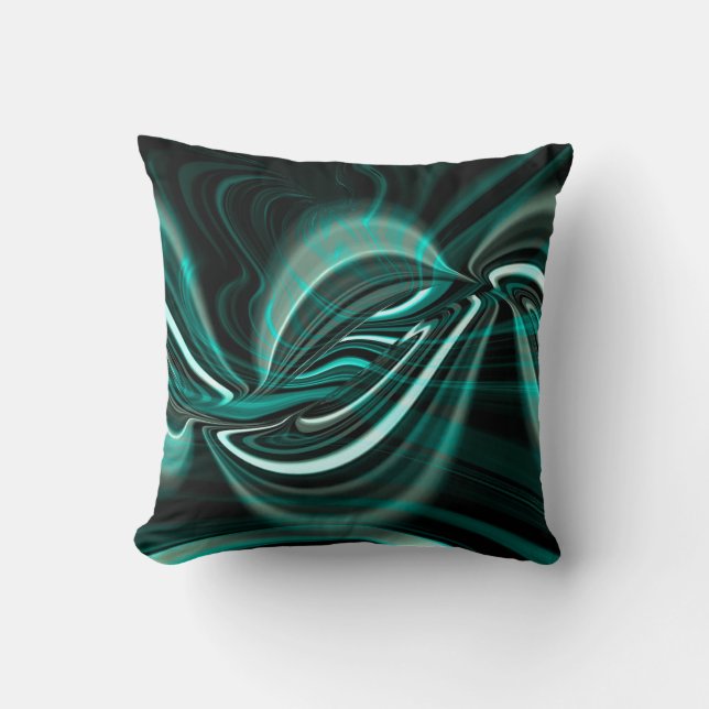 Coussin Crystalline sur les courbes cyanes vert foncé et o (Recto)