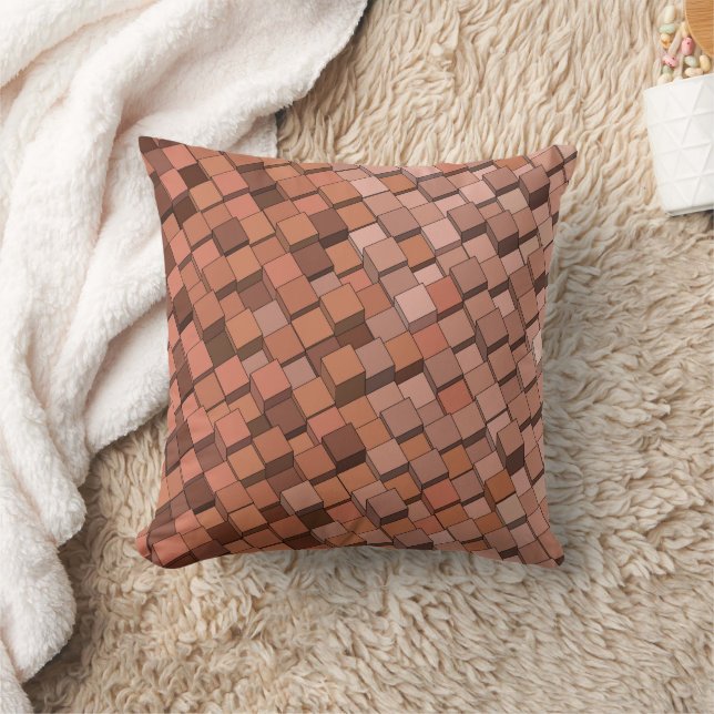Coussin "Cube 3D géométrique Mocha Mousse tendance (Couverture)