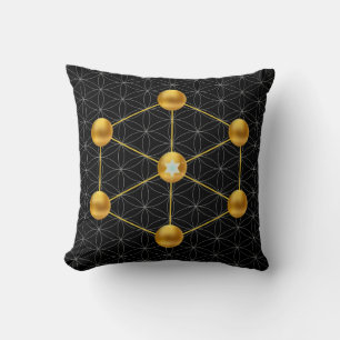 Coussin Cube de Metatron doré