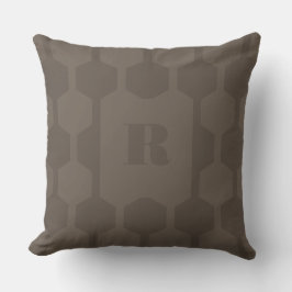 Coussin Cube Lines Chestnut Monogrammed Throw Pillow
