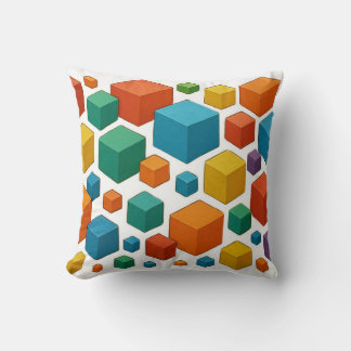 Coussin Cubes galore on white Throw Cushion