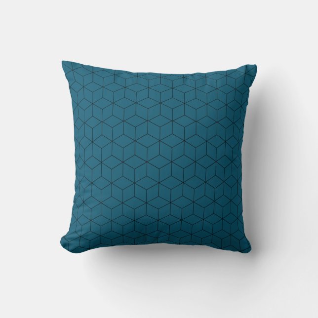 Coussin Cubes géométriques modernes Ink Blue (Recto)