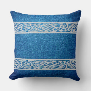 Coussin Cuir Bleu