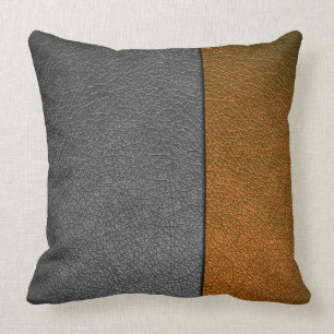 Coussin Cuir Brown et gris