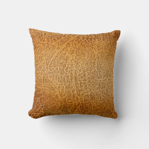 Coussin Cuir Brown : fermeture texturée détaillée