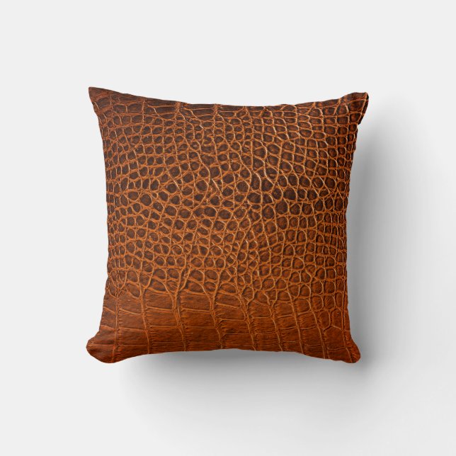 Coussin Cuir de crocodile Brown (Recto)