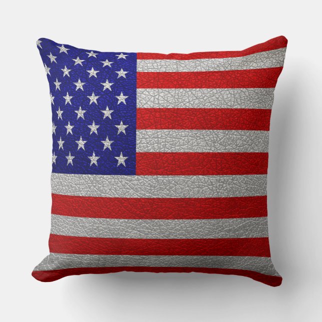 Coussin Cuir de drapeau américain (Recto)
