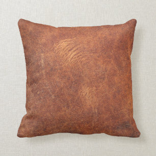 Coussin cuir marron abstrait texture fond cuir, t