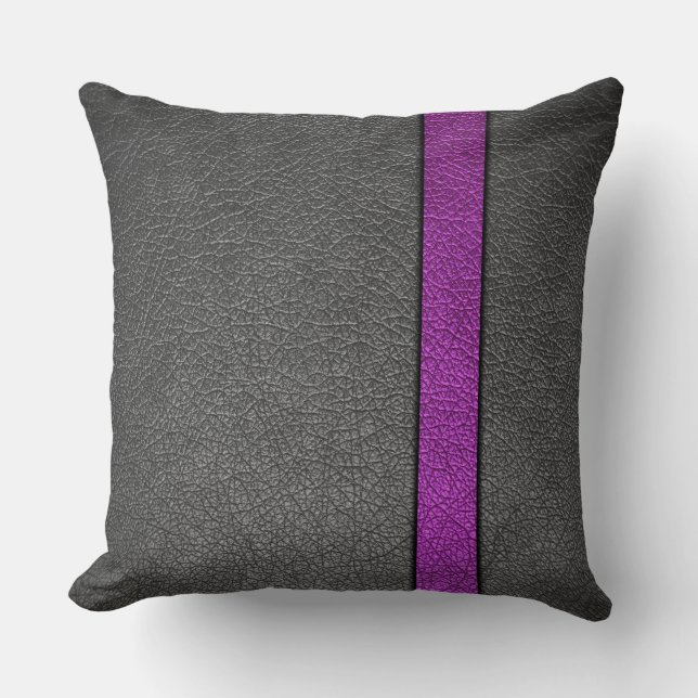 Coussin Cuir pourpre et gris (Recto)