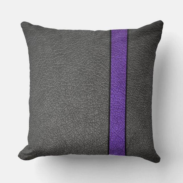 Coussin Cuir pourpre et gris (Recto)