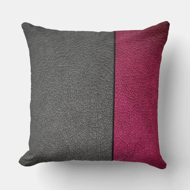 Coussin Cuir rouge et gris (Recto)