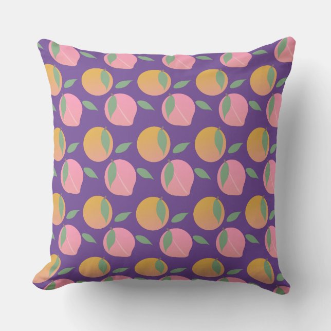Coussin Cuire Pêcher Orange Fruit Motif rose (Recto)