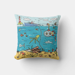 Coussin Cuisine Carré de la vie marine personnalisée