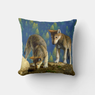 Coussin Cuisine Curieux Pups De Loup Gris