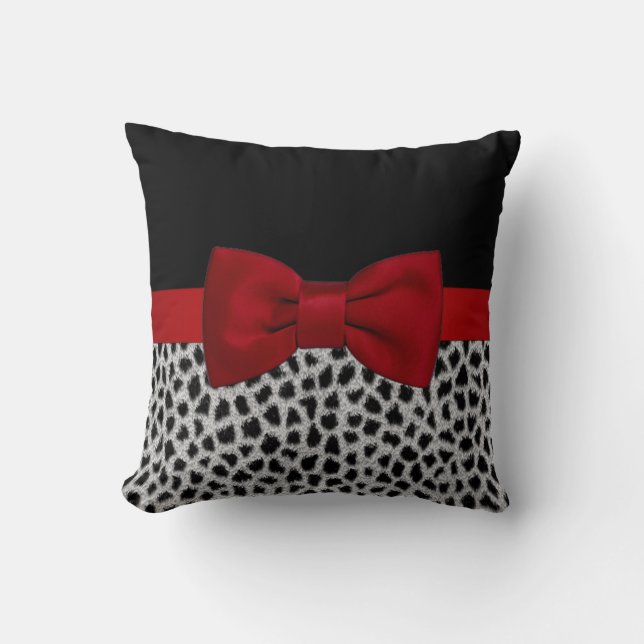 Coussin Cuisine élégante peau de léopard noir et blanc (Recto)