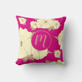 Coussin Cuivre floral Pastel jaune sur Fuchsia arrière - p